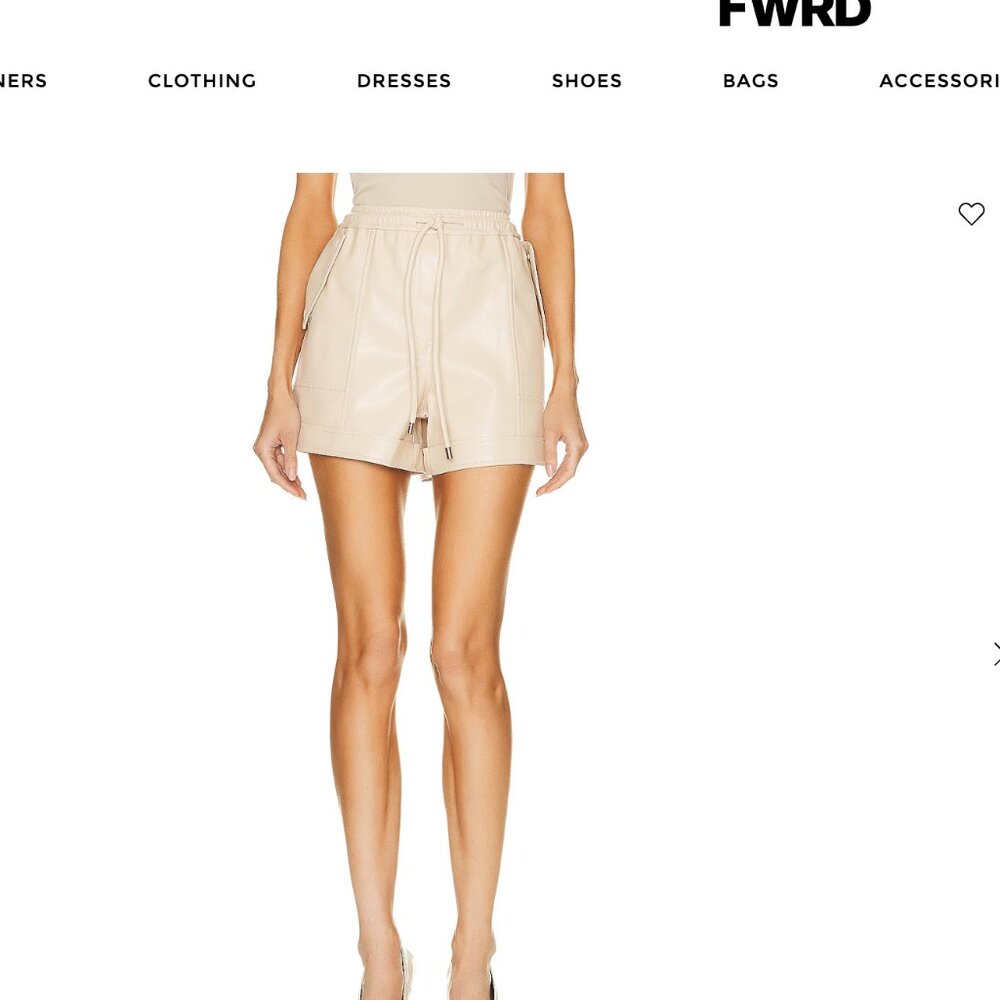 NWT Jonathan Simkhai Noah Vanilla Cream Vegan Leather Shorts MSRP $375